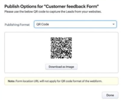 Zoho CRM Webform QR Code