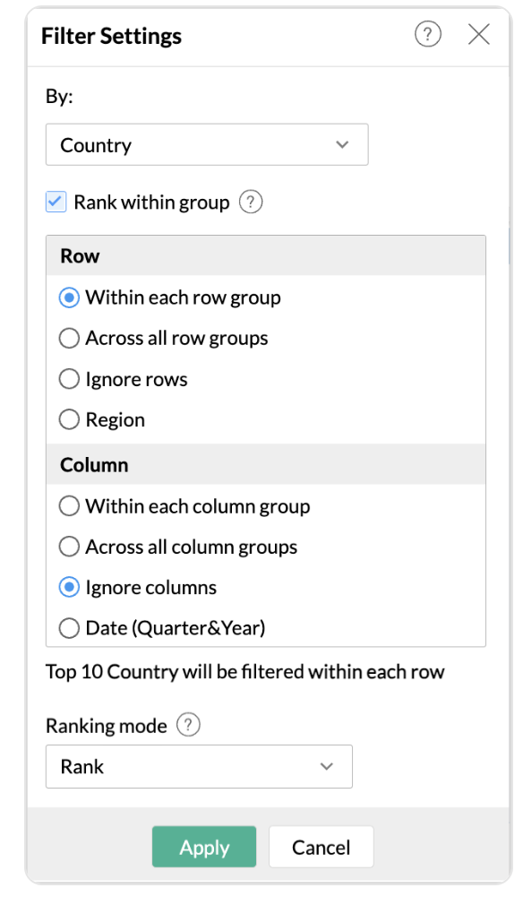 Zoho Analytics Top and Bottom N Within Filters